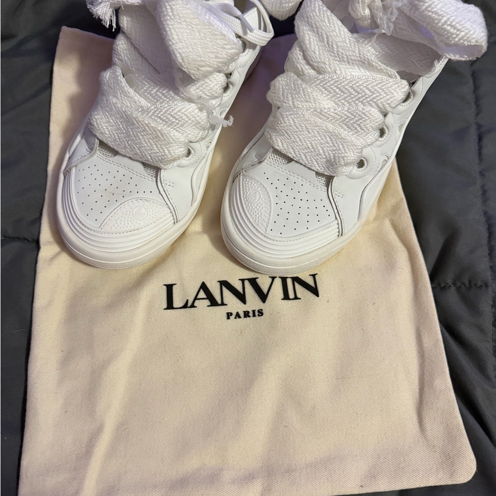 Lanvin White Textured Sneakers